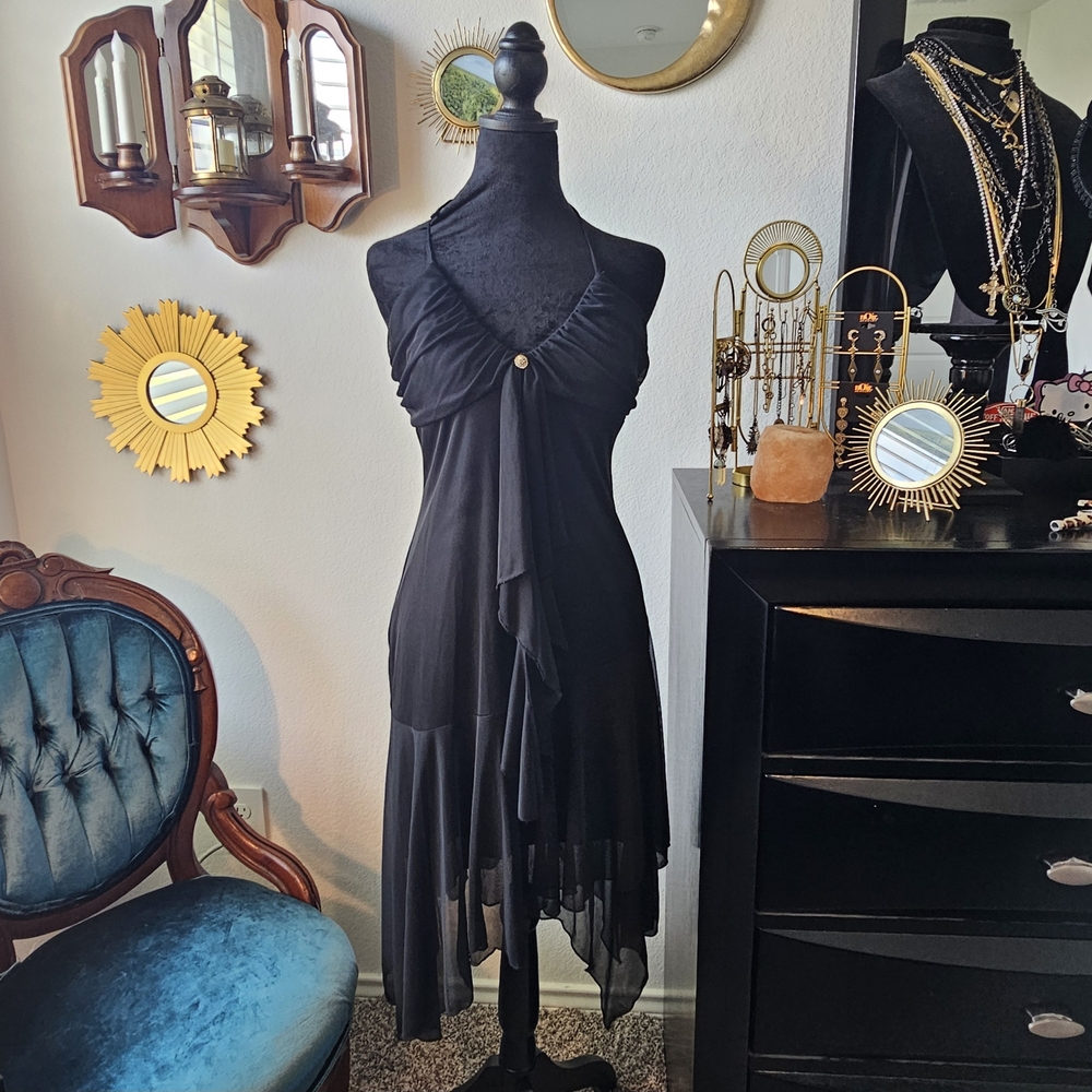 Elegant Black Halter Dress